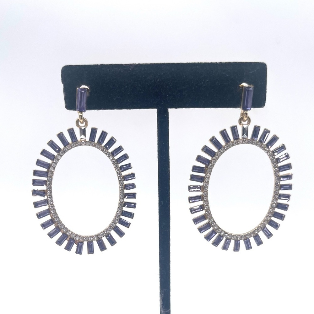 Elegant Purple Crystal Hoop Earrings